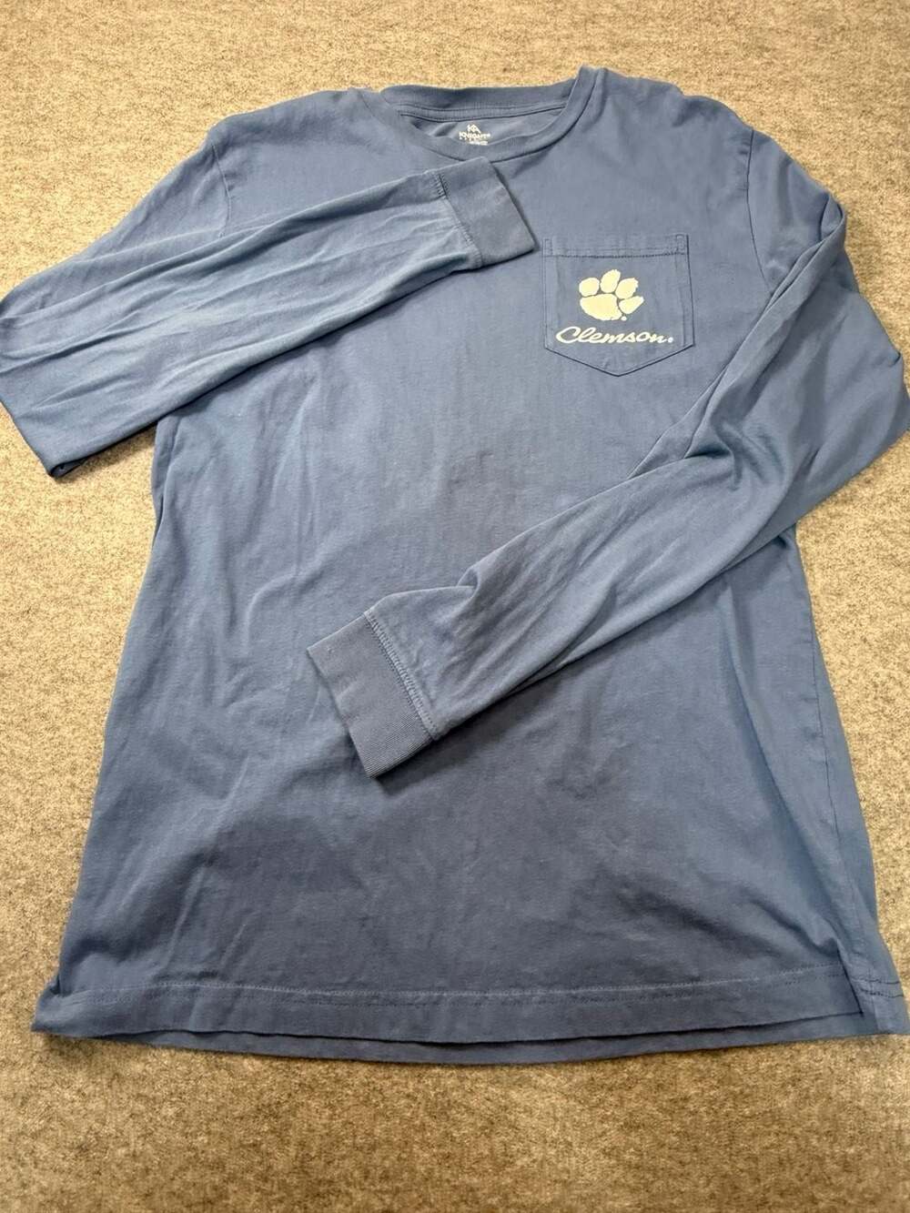 Knights Apparel Clemson Tigers Long Sleeve Pocket T-Shirt Blue Size Medium